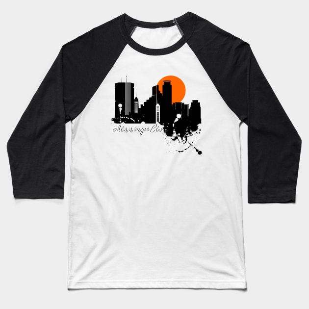 Minneapolis skyline Baseball T-Shirt by DimDom